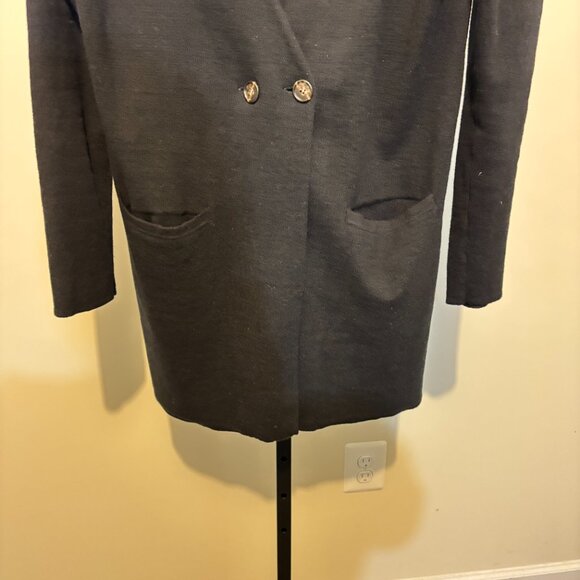 J. Crew Mercantile Collarless Cardigan Sweater Blazer Black Double Breasted - Picture 5 of 10